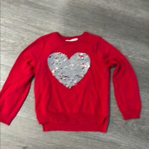 Red Sweater with reversible Heart 100%cotton